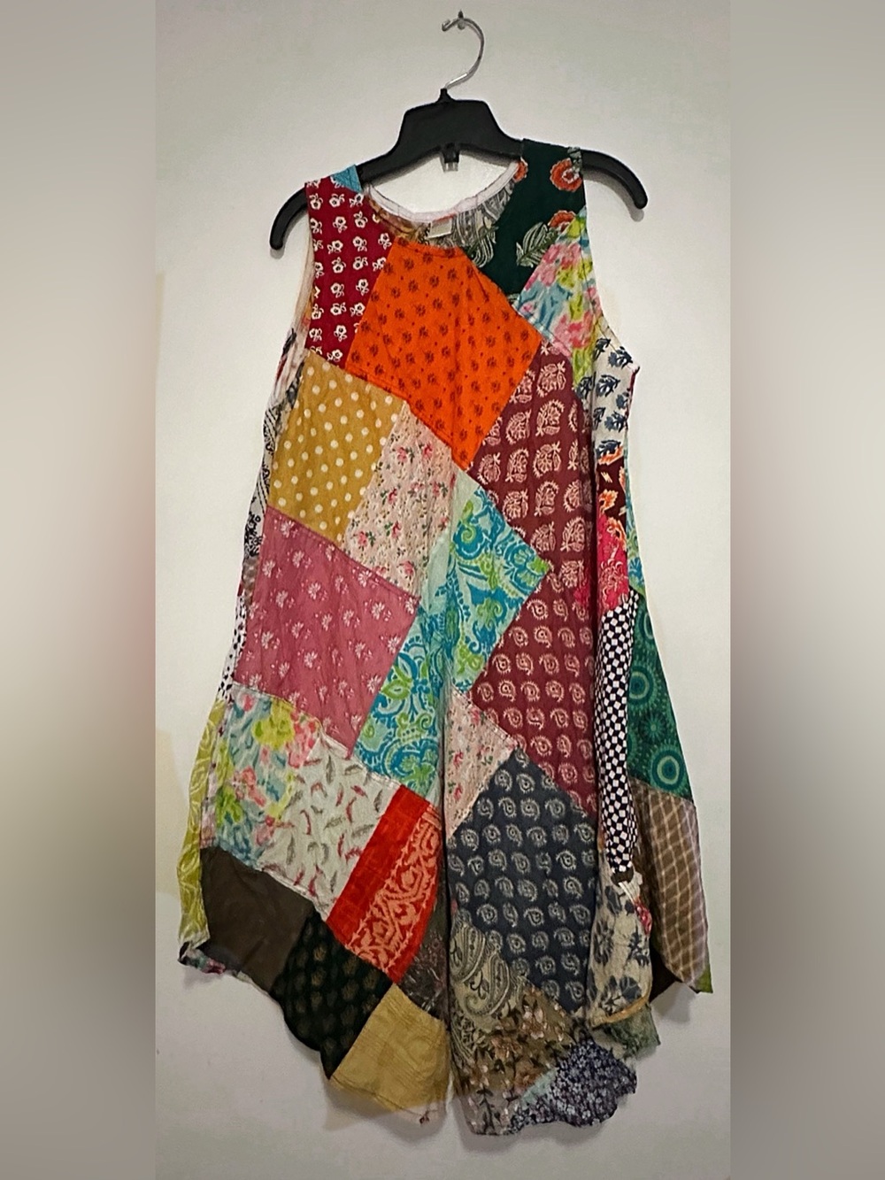 Patchwork Multicolor Dress - Sleeveless Boho Style